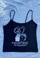 Vintage Y2K Cami Vest Graphic Top Tank Black White 