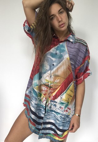 PATTERNED OVERSIZED RETRO VINTAGE UNISEX FESTIVAL SHIRT