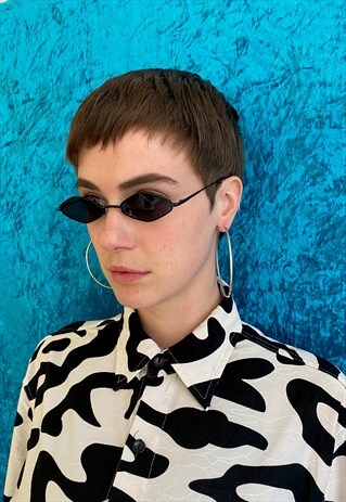 90'S STYLE SMALL DIAMOND SUNGLASSES - PURE BLACK
