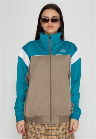 VINTAGE GREY BLUE KAPPA ZIP TRACK JACKET