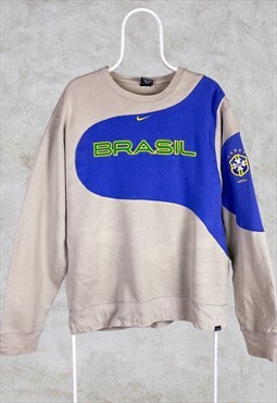 Vintage Nike Brazil Football Sweatshirt Centre Swoosh XL