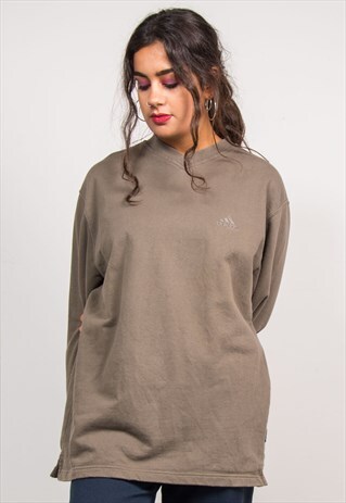 90'S VINTAGE BEIGE ADIDAS V-NECK SWEATER JUMPER