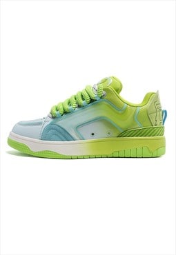 Chunky sole skater shoes neon sneakers platform trainers