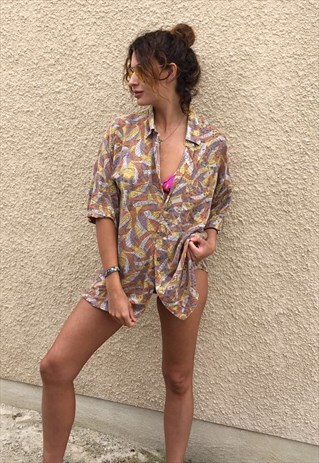 PATTERNED OVERSIZED RETRO VINTAGE UNISEX FESTIVAL SHIRT