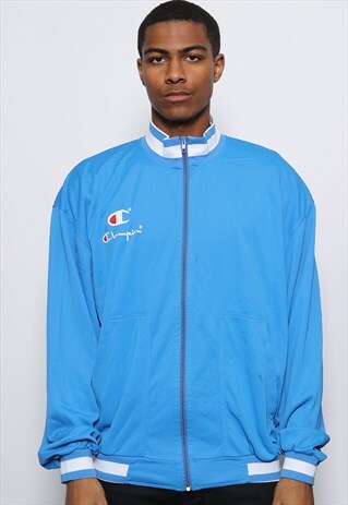VINTAG CHAMPION LOGO TRACK JACKET BLUE