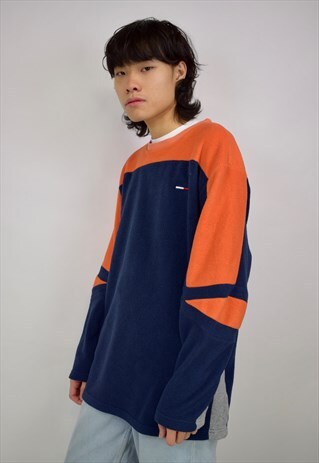 VINTAGE 90S TOMMY HILFIGER NAVY/ORANGE SWEATSHIRT