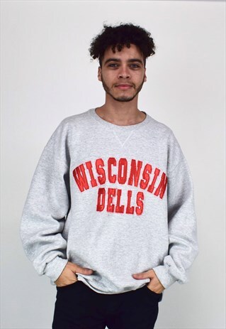 VINTAGE 90'S GREY WISCONSIN DELLS SWEATSHIRT