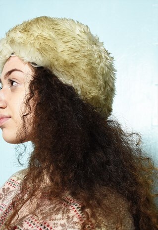 VINTAGE 70S BOHEME SHAGGY FAUX FUR WINTER FURY HAIRY HAT