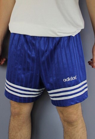 VINTAGE ADIDAS SHORTS IN BLUE WITH EMBROIDERED LOGO AND MISS