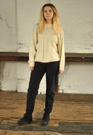 VINTAGE CHUNKY ARRAN KNIT WOOL JUMPER