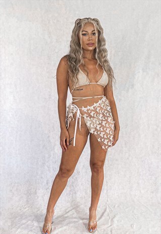 FLUTTER-BY WRAP SKIRT - NUDE