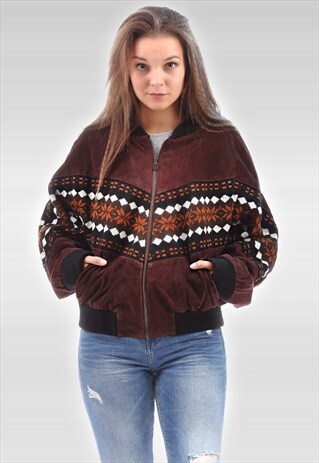 SUEDE AZTEC BOMBER JACKET 3073