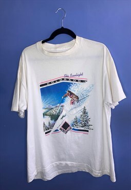 Vintage white large ski Colorado 90s 1993 t-shirt 
