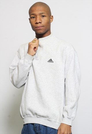 VINTAGE ADIDAS GREY LOGO 1/4 ZIP SWEATSHIRT