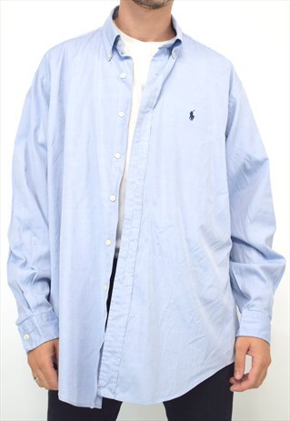 VINTAGE 90S POLO RALPH LAUREN BLUE SHIRT