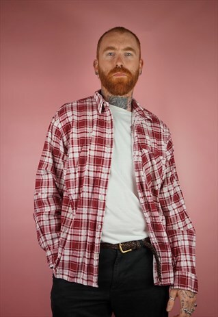 VINTAGE1990S RED CHECK FLANNEL SHIRT