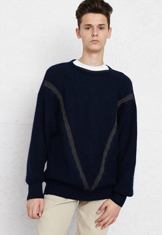 VINTAGE BLUE VERSIONE ROUND NECK KNIT JUMPER