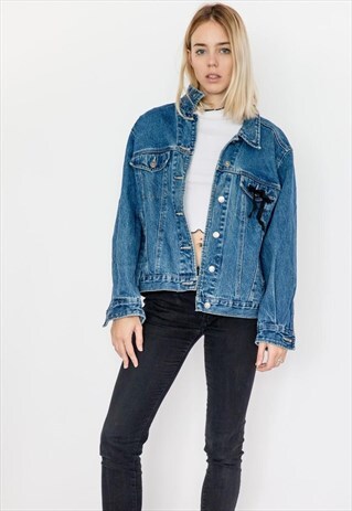 CUSTOMIZED VINTAGE 90S BLACK BOW DENIM JACKET