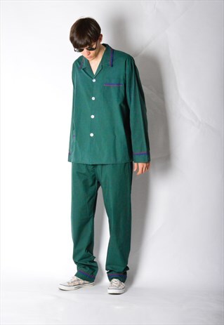 VINTAGE 90S FOREST GREEN LIGHTWEIGHT PYJAMAS SET