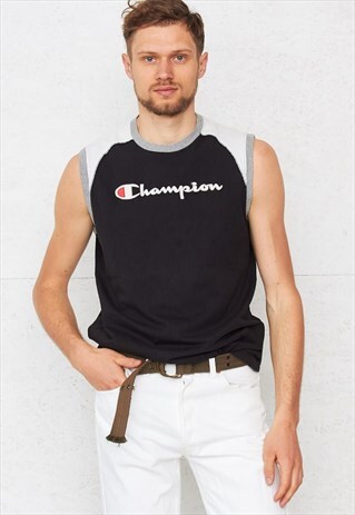 VINTAGE BLACK CHAMPION TANK TOP