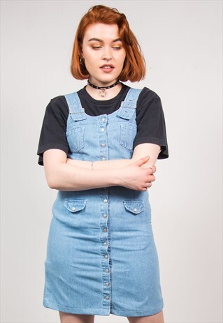 VINTAGE 90'S DENIM PINAFORE DRESS