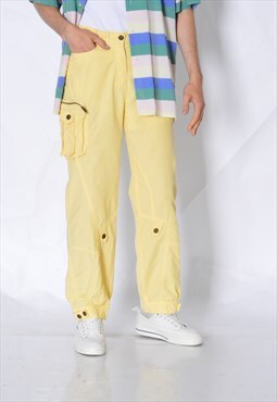 Vintage 90s Unisex Pastel Yellow Grunge Cargo Pants