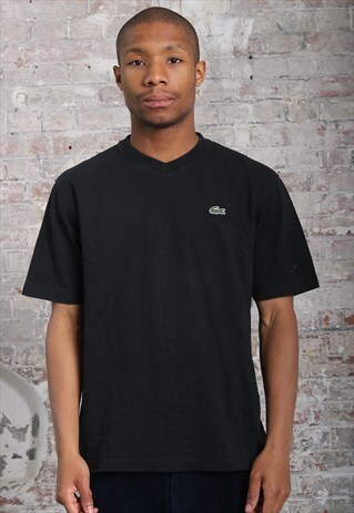 VINTAGE LACOSTE LOGO PIQUE KNIT T-SHIRT BLACK
