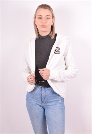 NIKE WOMENS VINTAGE HOODIE JACKET MEDIUM WHITE 90S