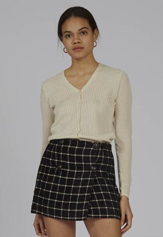 VINTAGE 90S VERSACE WRAP CHECK MINI SKIRT