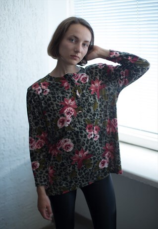 VINTAGE 80'S FLOWER/ANIMAL PRINT BLOUSE