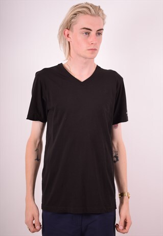 KAPPA MENS VINTAGE T-SHIRT TOP SMALL BLACK 90S