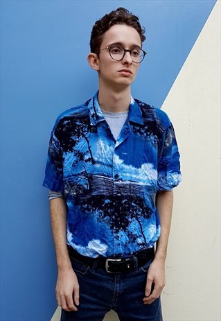 VINTAGE BLUE PATTERNED SHIRT
