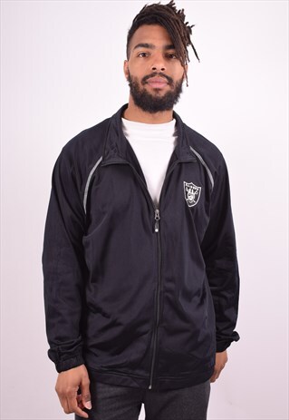 NFL MENS VINTAGE TRACKSUIT TOP JACKET XL BLACK 90S
