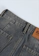 SKATER JEANS CARGO POCKET DENIM PANTS DISTRESSED JOGGERS