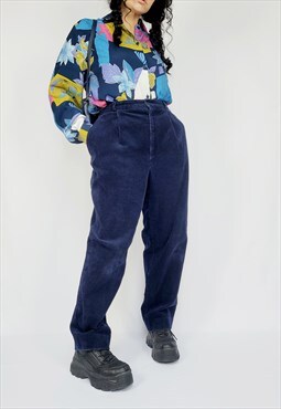 Vintage 90s blue corduroy straight pants