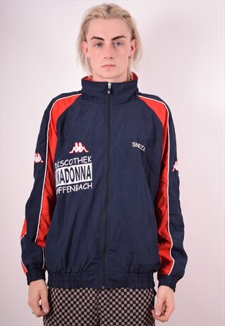 KAPPA MENS VINTAGE TRACKSUIT TOP JACKET MEDIUM NAVY BLUE 90S