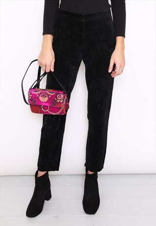 VINTAGE 90S BLACK VELVET TROUSERS