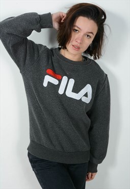 Vintage 90s Fila Sweatshirt Logo Grey Size S