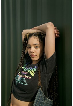 Clouded Label Sustainable Unisex Crop Tee- Rebirth Black