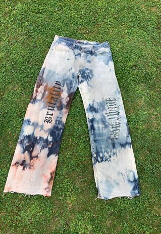 VINTAGE LEVIS 503 LOOSE JEANS BLUE REWORKED TIE DYE