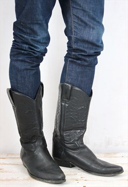 Del Montana leather vintage Cowboy boots men western UK 9