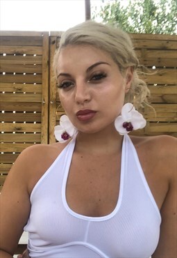 White Orchid earrings