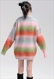 HORIZONTAL STRIPE SWEATER GRADIENT KNITTED JUMPER FLUFFY TOP