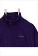 VINTAGE 90'S COLUMBIA FLEECE JUMPER SPELLOUT LOGO ZIP UP