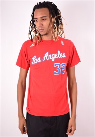 ADIDAS MENS VINTAGE LOS ANGELES T-SHIRT TOP MEDIUM RED 90S