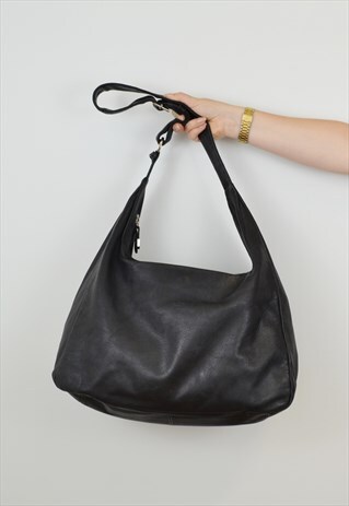 VINTAGE LE SAC LEATHER SLOUCH SHOPPER BLACK
