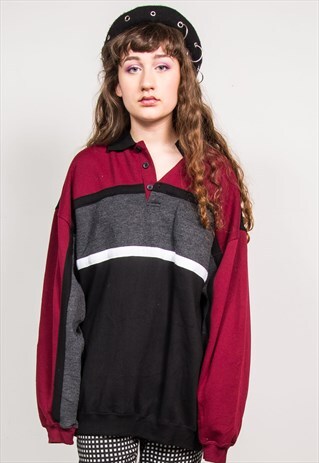 VINTAGE 90'S BUTTON FASTEN GEEK SWEATSHIRT JUMPER