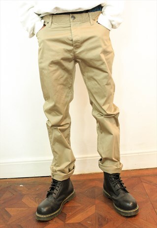 BURBERRY CREAM COTTON TROUSERS/CHINOS