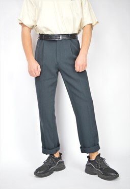 Vintage dark grey classic straight suit trousers