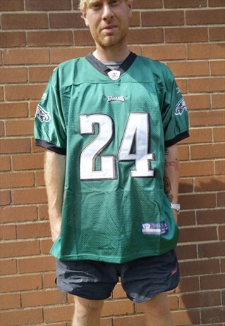 BNWT REEBOK EAGLES NFL JERSEY XL GREEN 24 FOOTBALL SUMMER